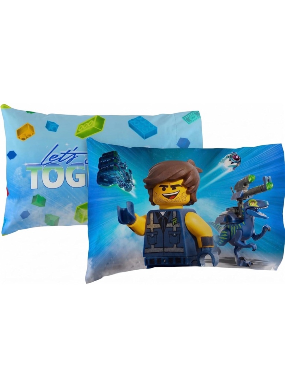 Lego Blue Yellow Emmet Print Pillowcase Set 2pc Set (20by30in)